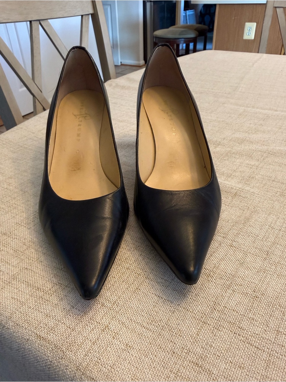 Ivanka Trump Black Pointed-Toe Leather Pumps